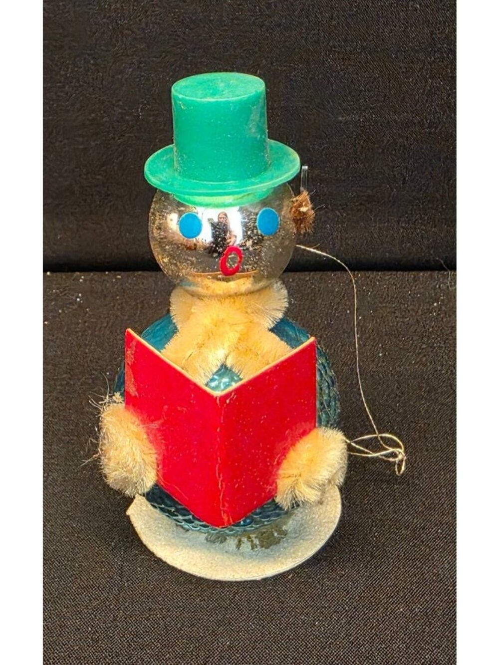 Vintage 3" Snowman Caroler Bumpy Christmas Ornament Japan Kitschy